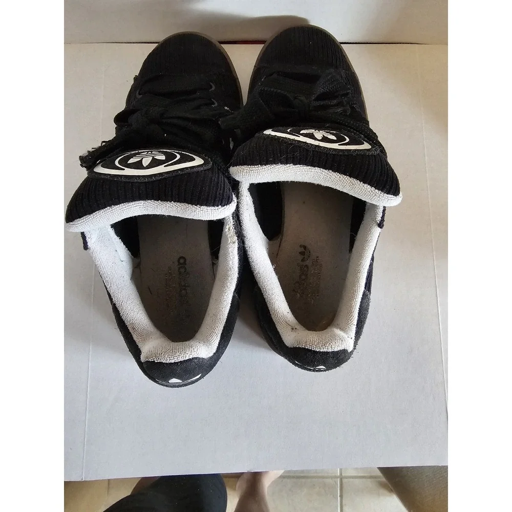 Adidas Campus Black White Gum Sole Sneakers Men's 6 Corduroy Upper - Picture 7 of 8